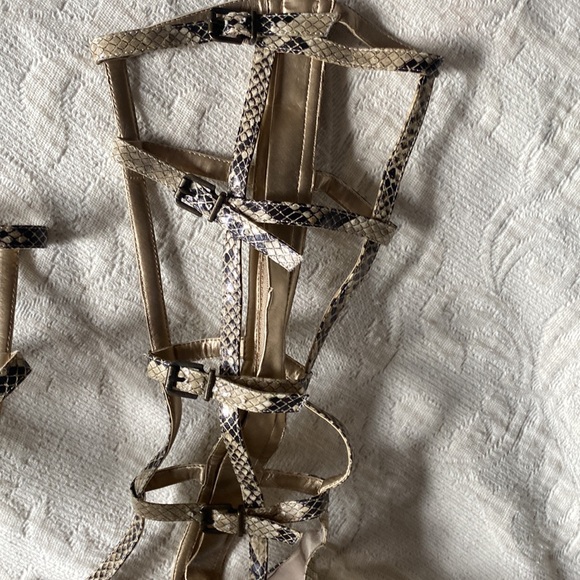 BCBGeneration High Gladiator Snakeskin Print Sandals - Picture 3 of 12